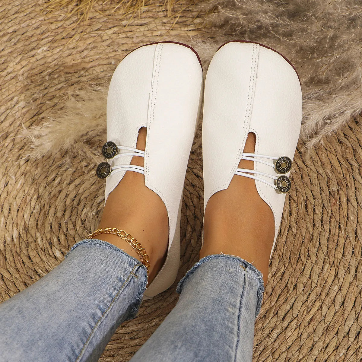 Women's leather soft-soled non-slip shoes