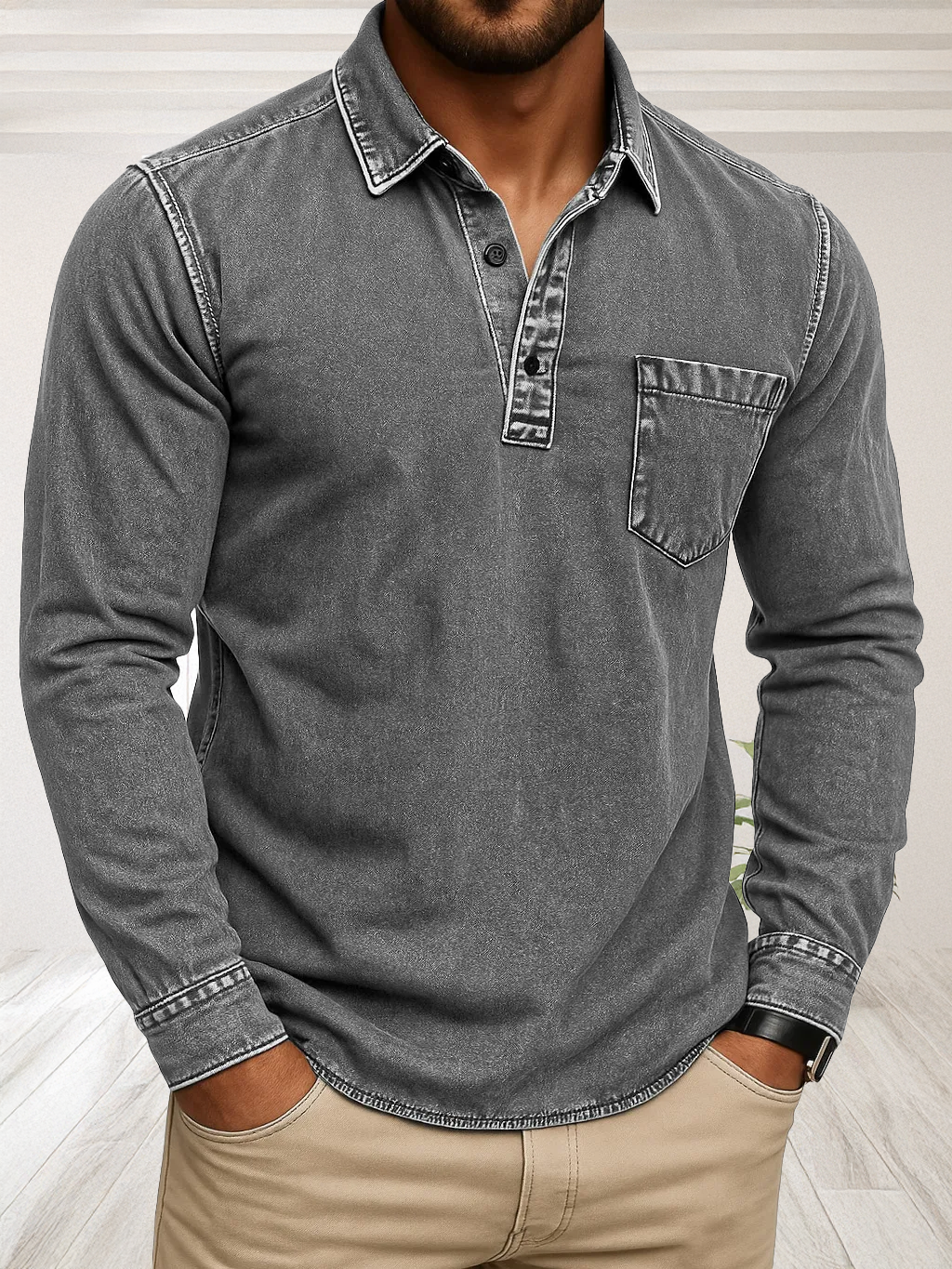 Noah™ I Vintage Stand Collar Polo Shirt