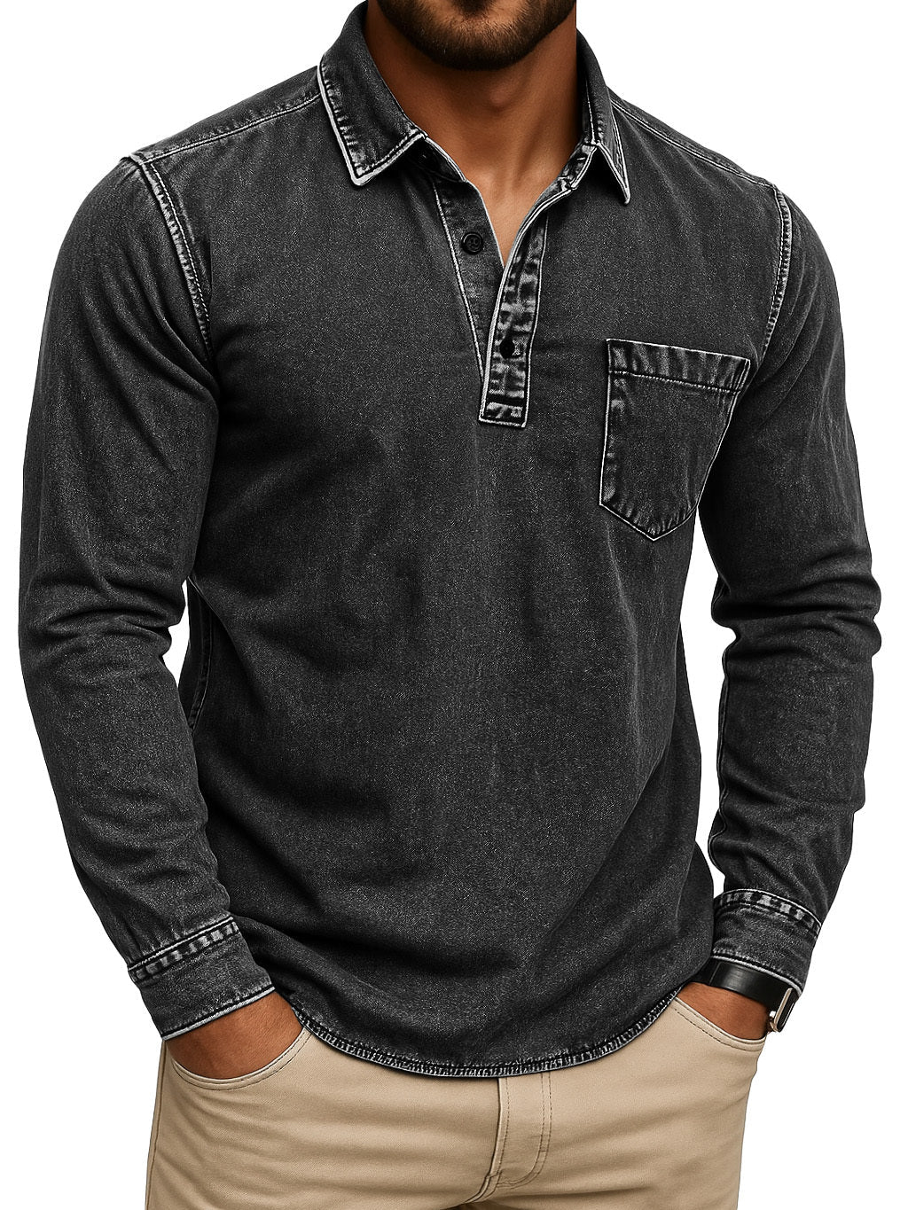 Noah™ I Vintage Stand Collar Polo Shirt