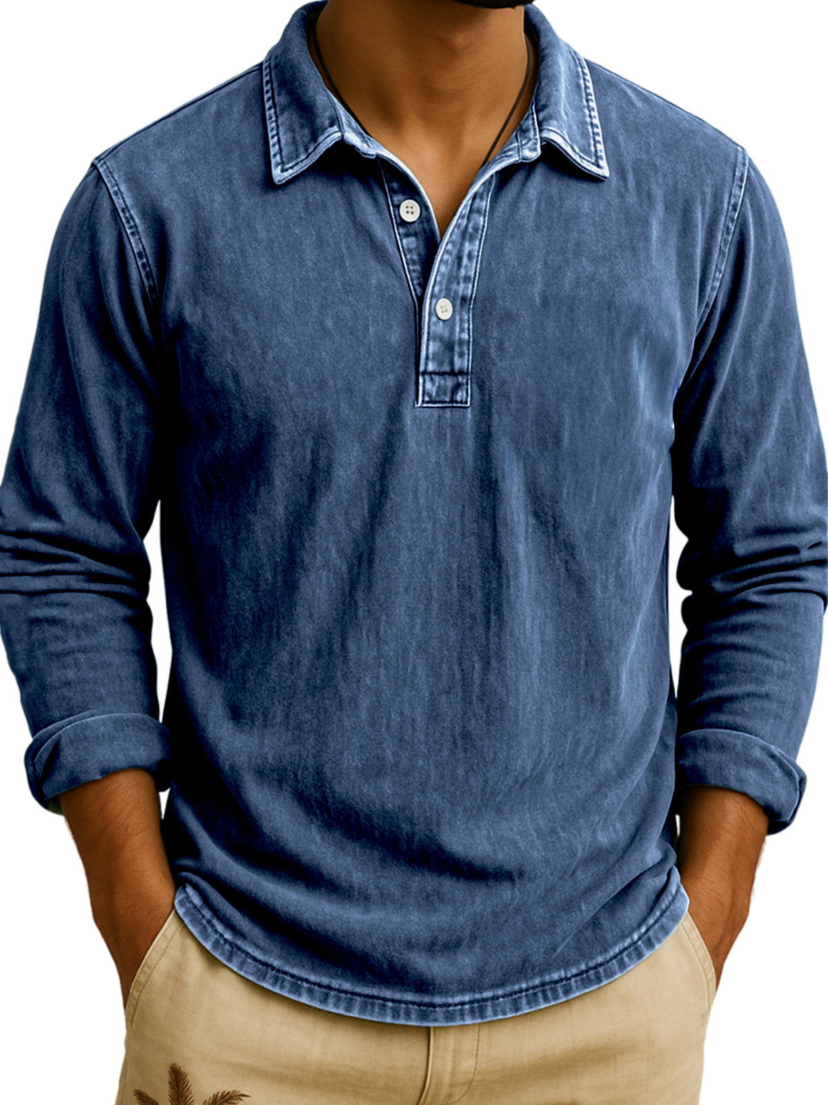 DANIEL PORTLAND™ I Vintage Wash Long Sleeve Polo Shirt