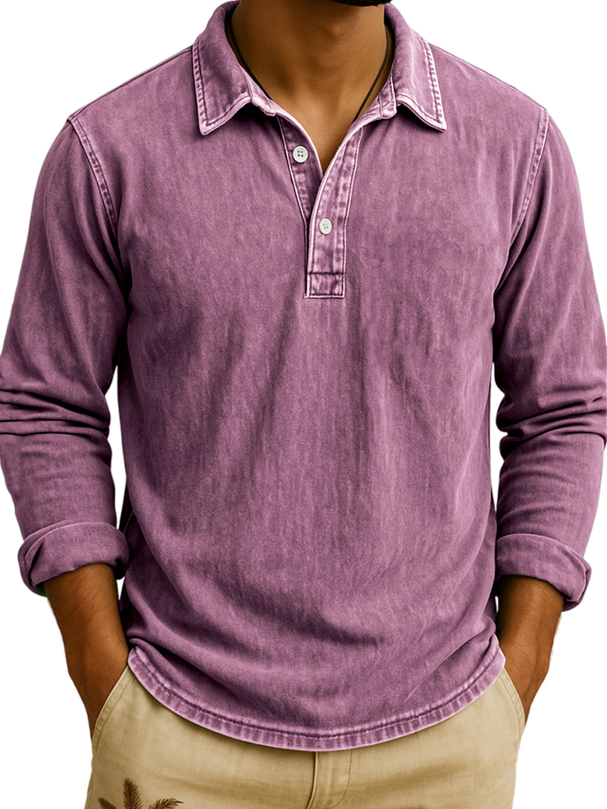 DANIEL PORTLAND™ I Vintage Wash Long Sleeve Polo Shirt