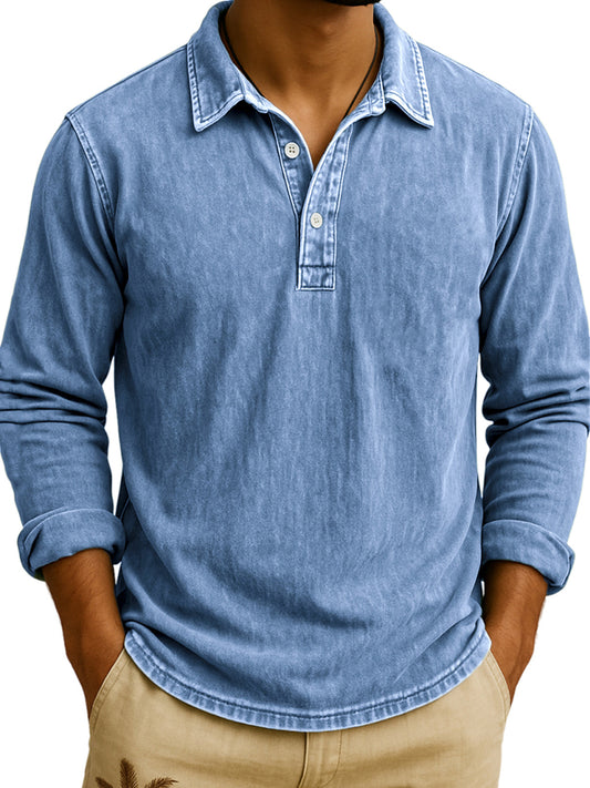 DANIEL PORTLAND™ I Vintage Wash Long Sleeve Polo Shirt