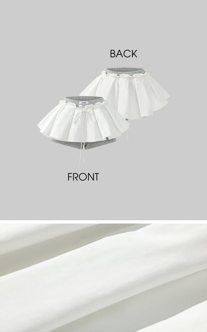 DANIEL PORTLAND™ I  Layered Mini Skirt with Contrast Drawstring Waist and Sporty Cotton Shorts